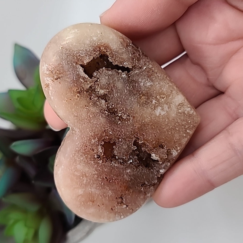 CLEARANCE Pink Amethyst Druzy Crystal Heart H